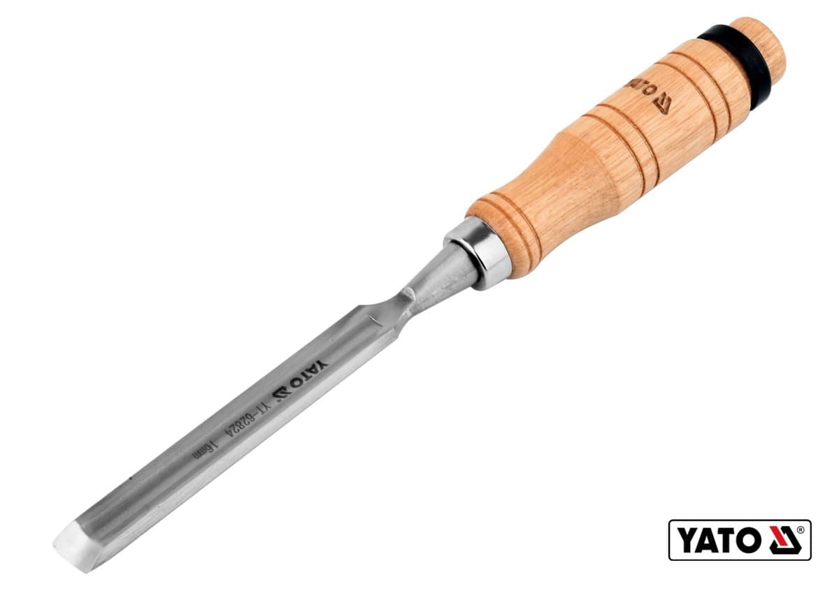 Стамеска напівкругла YATO : b= 16 мм, клинок- 125 мм, дерев'яна ручка- 112 мм [12/48]