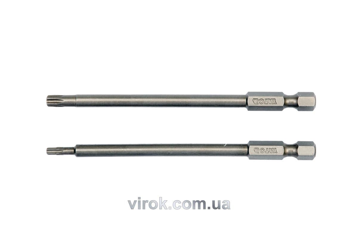 Набір насадок викруткових YATO : "TORX SECURITY" T10/T25, квадрат 1/4", L=100мм. 2 шт. [25/100]