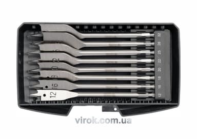 Свердла перові по дереву YATO: 6-гранний хвостик HEX-1/4", Ø=12-32 мм, L=152мм. (Набір/8 Шт.) [5/20]