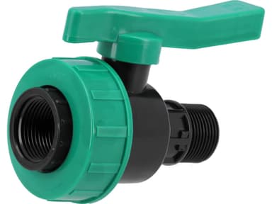 Кран кульовий до водяних пластикових труб Ø= 3/4" Х 3/4" F/M-різьб FLO з поліпроп, для тиску 16Bar