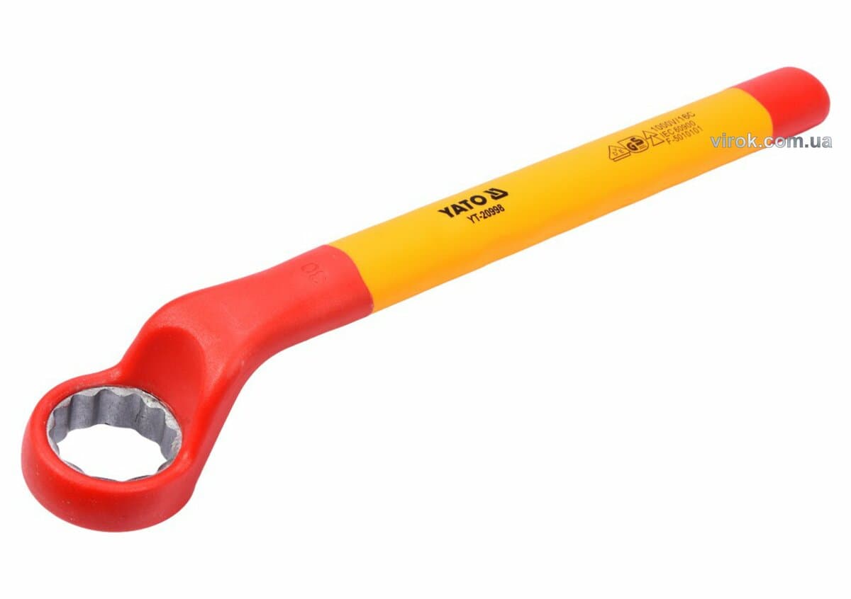 Ключ накидний електрика VDE YATO : М30 мм, вигнутий до 1000V(DW)