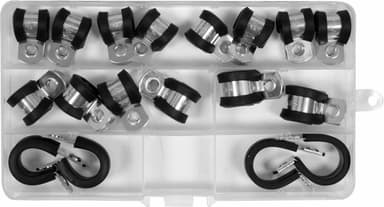 Хомути металево гумові YATO : Ø= 6, 8, 10, 13, 16 мм, 18 шт [54]