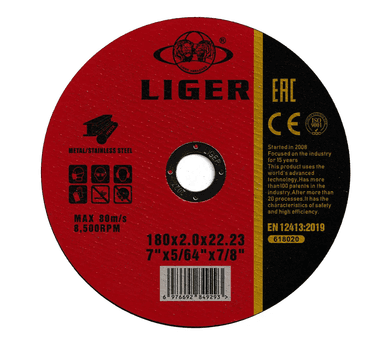 Відрізний диск LIGER Red для металу 180 x 2.0 x 22 мм