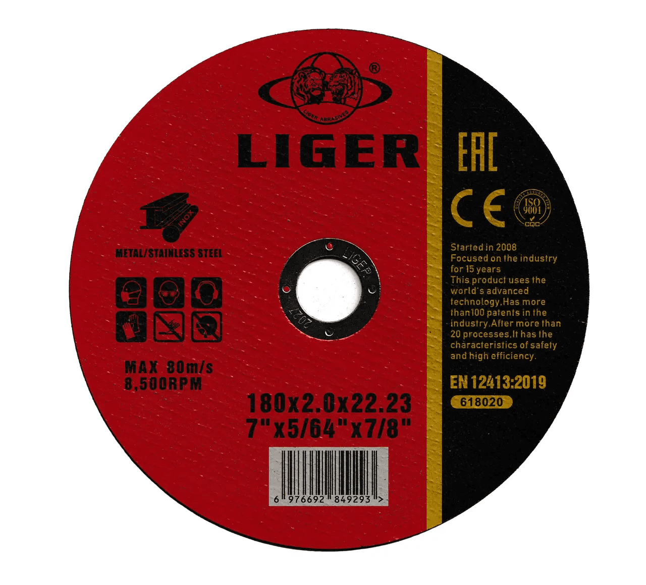 Відрізний диск LIGER Red для металу 180 x 2.0 x 22 мм
