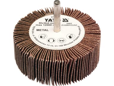 Круг пелюстковий шліфувальний YATO P100, Ø= 80 мм h= 30 мм, шпиндель Ø= 6 мм [10/60]