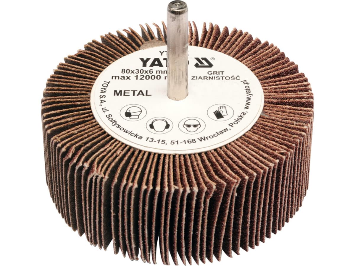 Круг пелюстковий шліфувальний YATO P100, Ø= 80 мм h= 30 мм, шпиндель Ø= 6 мм [10/60]