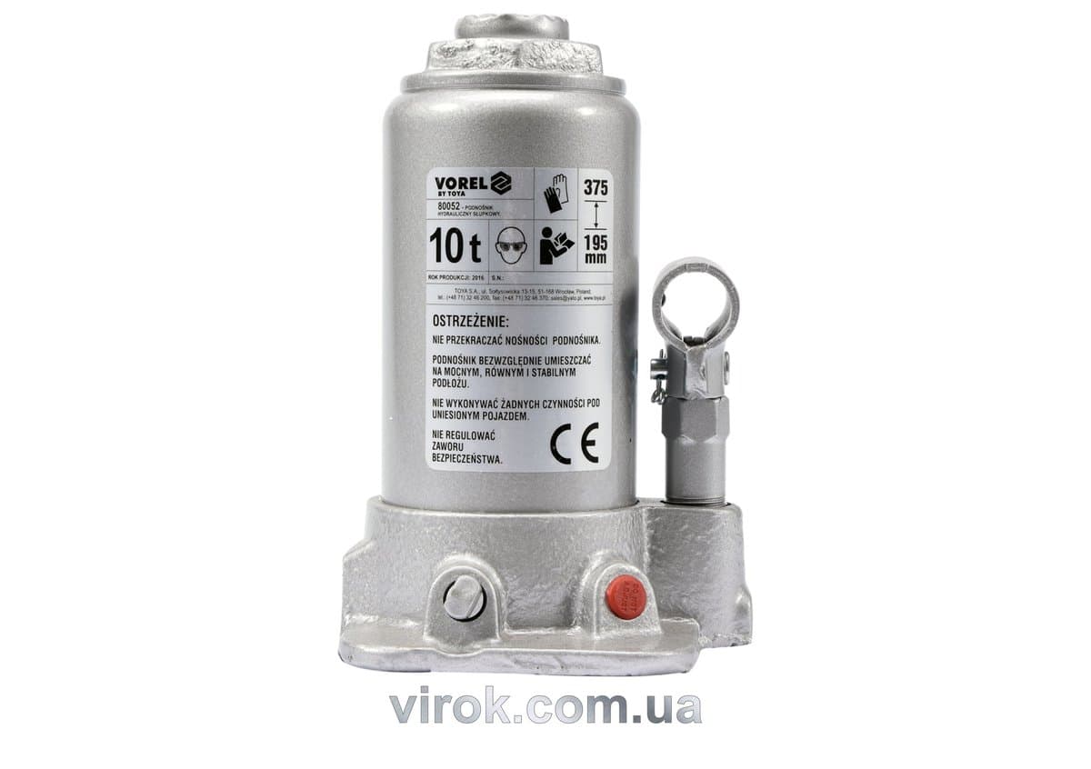 Домкрат гідравлічний cтовбцевий VOREL; F= 10 т, роб. висота- 195- 375 мм [4]
