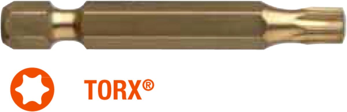 Насадка викруткова USH ISOTIN : TORX T25 x 50 мм Torsion. титанова подовжена, Уп. 10 шт.