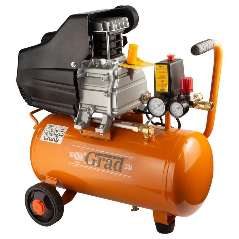 SIGMA Компресор одноциліндровий 1,5кВт 198л/хв  8бар  24л (2 крана) Grad NEW