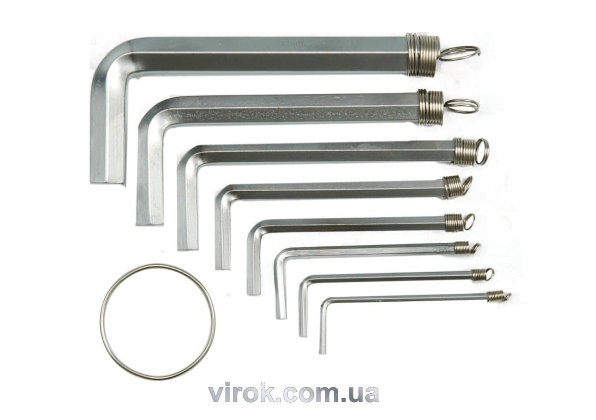 Ключі 6-гранні L-подібні VOREL : на кільці, М2,0-10. Cr-V, Набір 8 шт. [20/100]