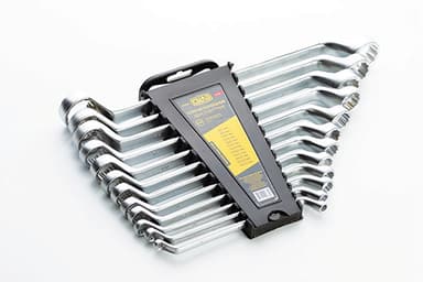Набір ключів накидних двосторонніх CrV 6х7, 8х9, 10х11, 12х13, 14х15, 16х17, 18х19, 20х22, 21х23, 24x27, 25х28, 30х32мм (12шт) СИЛА