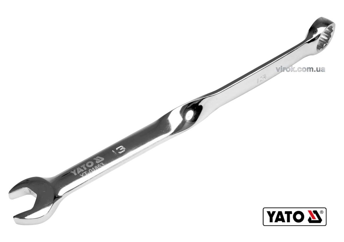 Ключ ріжково-накидний YATO : М= 13 x 204 мм, ,кручений 90° Cr-V [40/120]