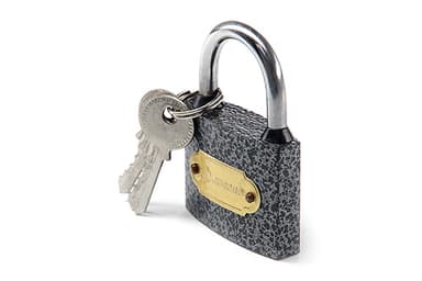 Замок навісний чорний з гумовими кільцями 29x26x12мм англійський ключ AURORA