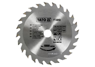 Диск пиляльний победітовий по дереву YATO: 130х16х2.8х2.0 мм, 24 зубці, R.P.M до 10000 1/хв [25/50]