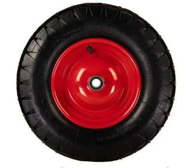 Колесо чорне пневматичне 4х8 без віськи 20мм 4PR червоний диск КВІТКА PRO