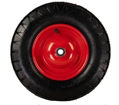 Колесо чорне пневматичне 4х8 без віськи 20мм 4PR червоний диск КВІТКА PRO