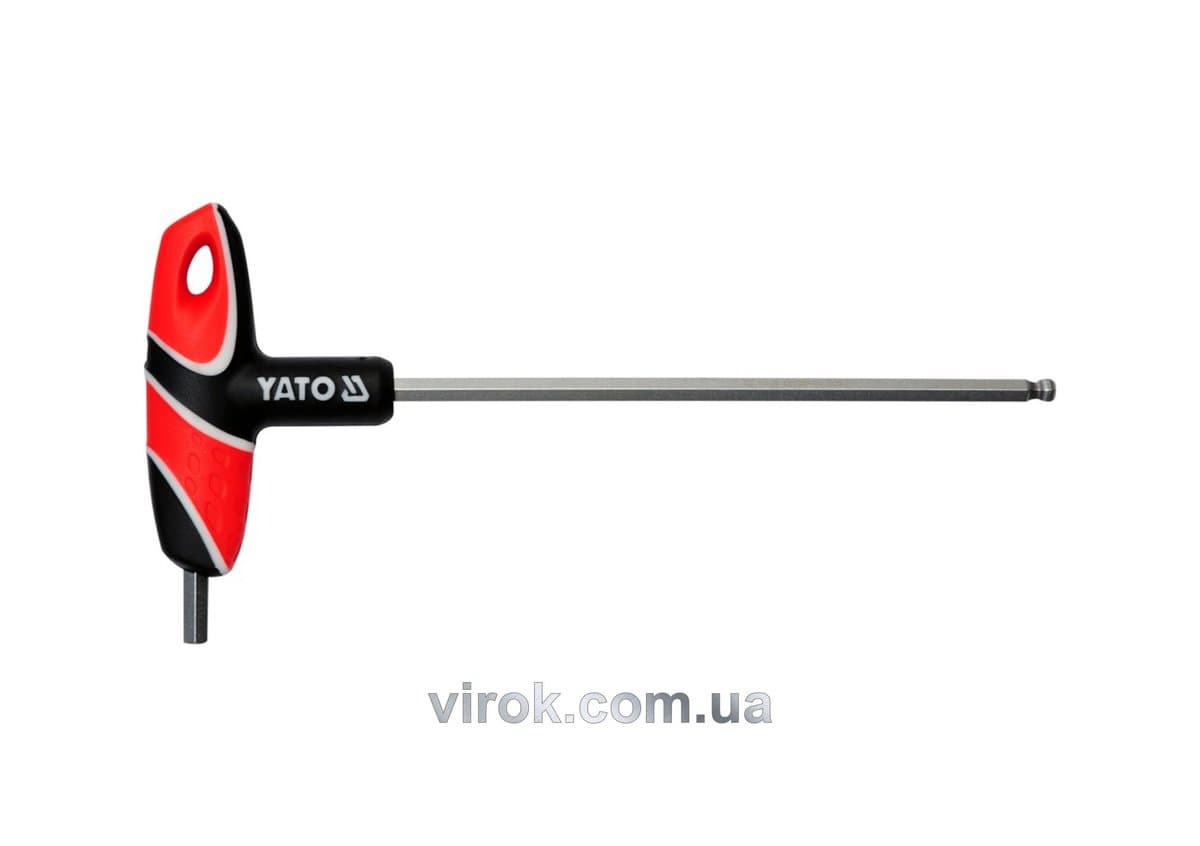Ключ шестигранний YATO : тип "T", M6 мм, двосторонній, кульковий наконечник L= 170 мм [12/144]