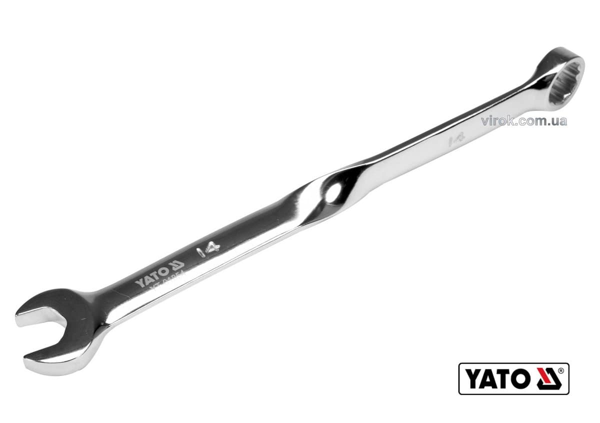 Ключ ріжково-накидний, кручений 90° YATO : М= 14 x 216 мм, Cr-V [40/120]