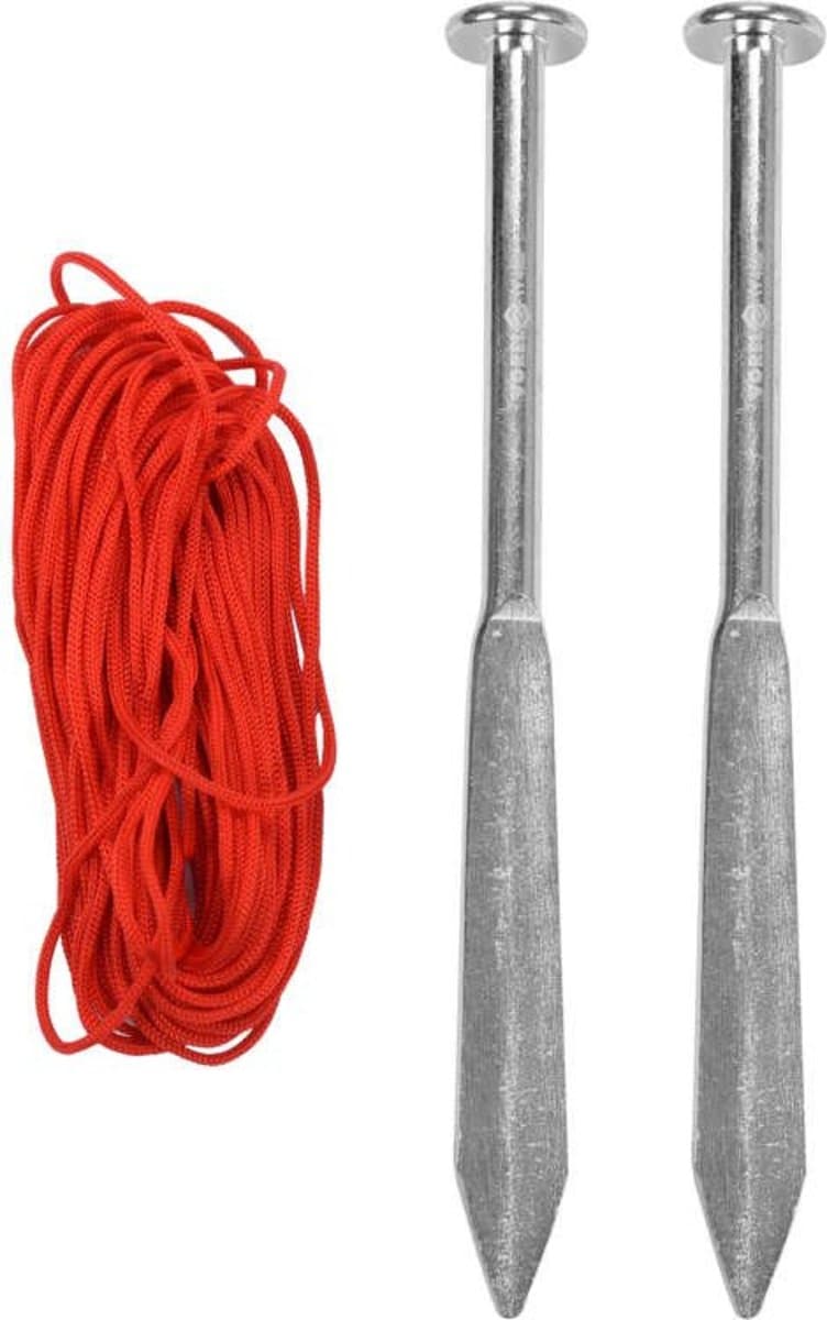 Кілки мулярські 2 шт. VOREL сталеві, Ø= 8 мм, l= 160 мм зі шнуром l= 10 м)(DW)