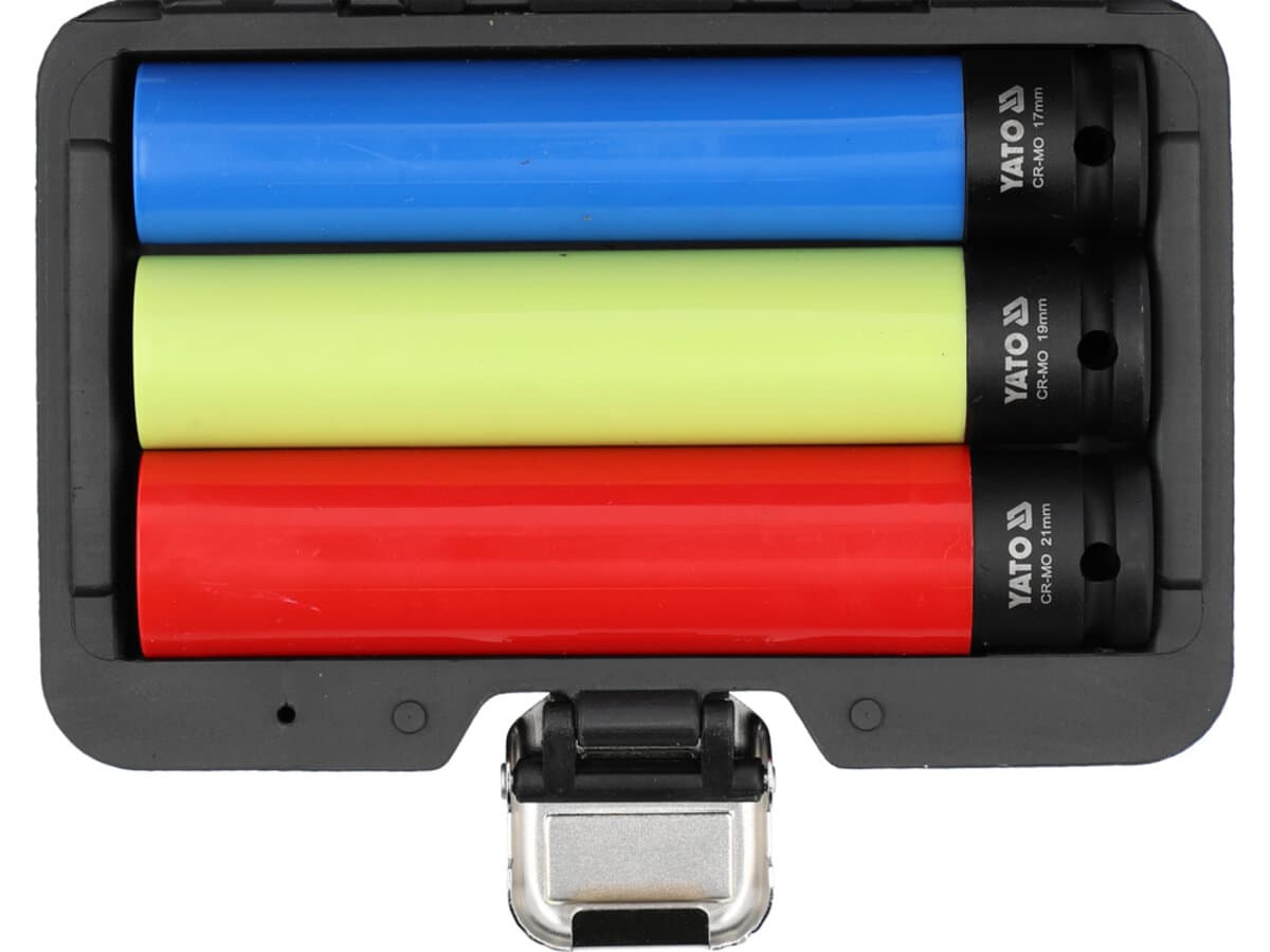 Головки торцеві ударні YATO: квадрат- 1/2", М17, 19, 21 мм l=150 мм, Cr-Mo, для алюм. дисків 3 шт