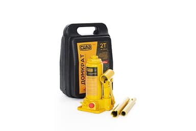 Домкрат гідравлічний пляшковий 2т (висота підйому 158-308мм) в кейсі СИЛА