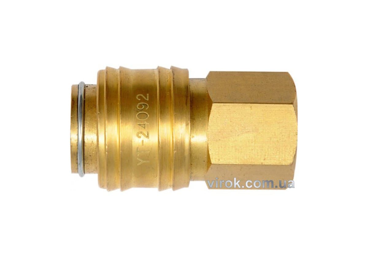Швидкознімне латунне з'єднання пневматичне YATO, Ø= 1/4" і внутр. різьбове Ø= 1/4" [50/100]