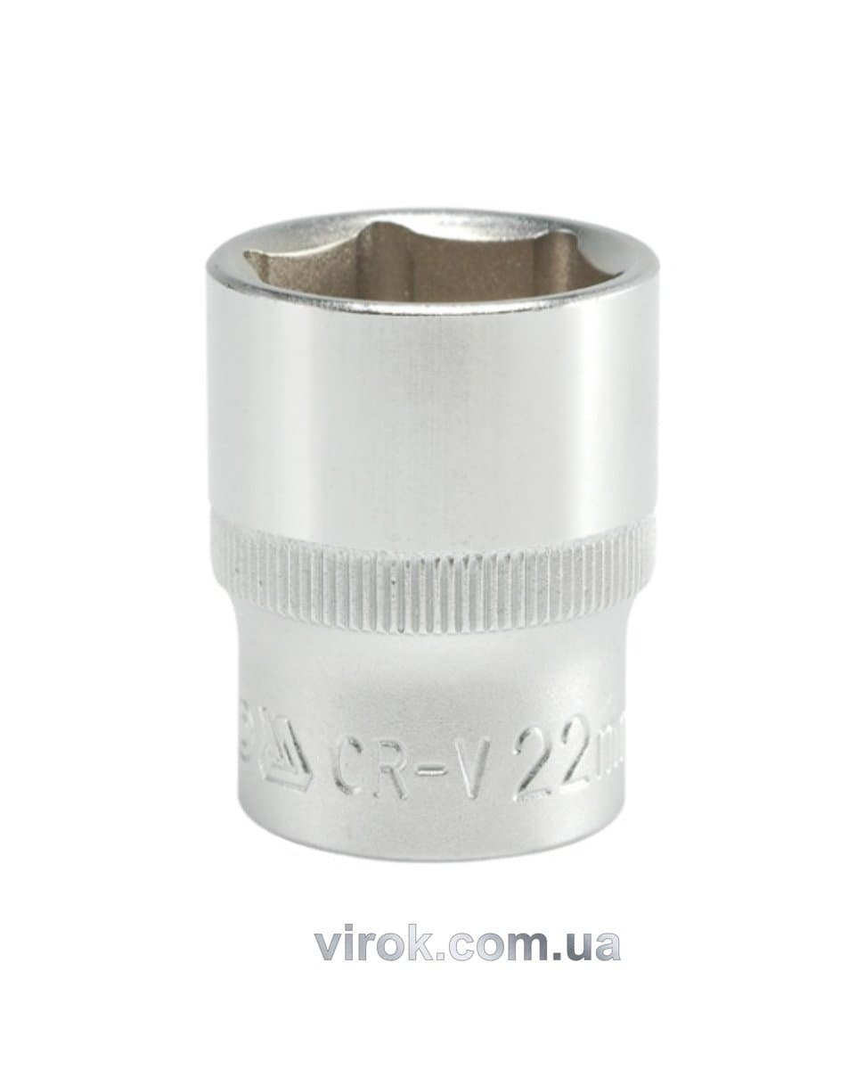 Головка торцева 6-гранна YATO : квадрат 1/2", М= 22 мм, L= 38 мм [12/120/240]