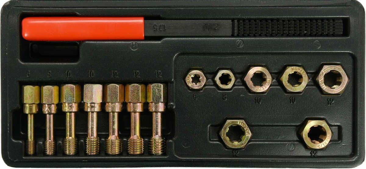 Засоби для ремонту різьби метричної YATO в гвинтах і гайках, 15 елем. [20]