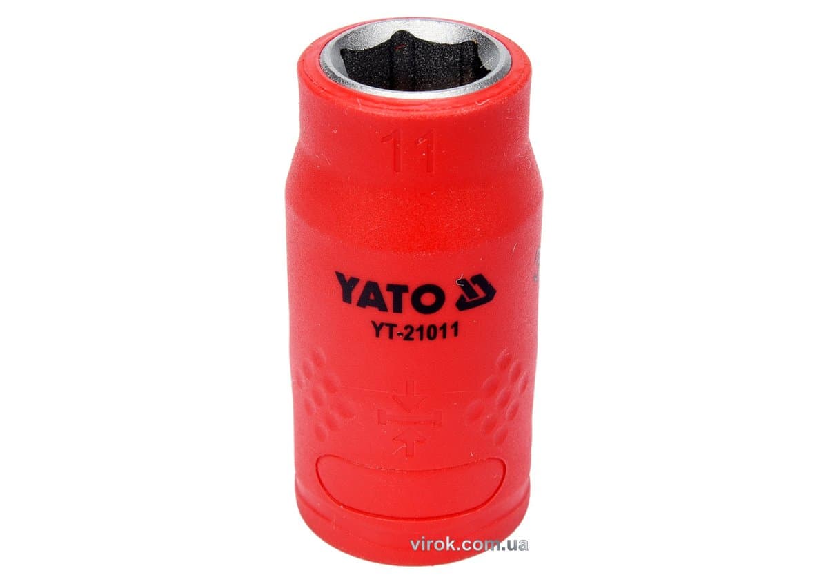 Головка торц. діелектр. 6-гранна YATO : квадрат 3/8", М= 11 мм, L= 45/28 мм,VDE корпус до 1000V (DW)