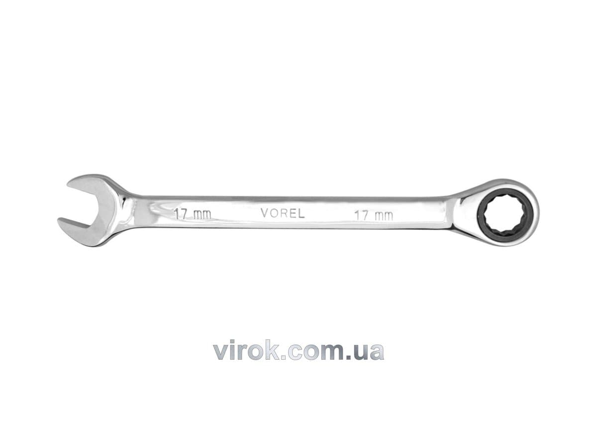 Ключ ріжково - накидний з тріщаткою VOREL Cr-V, М 19 мм [10/50]