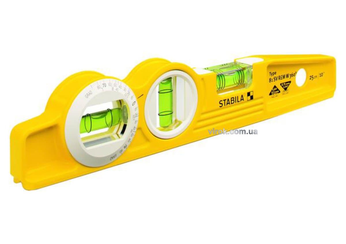 Рівень литий магнітний STABILA Type 81SVREМ : L= 25 см torpedo 3 капсули,1 обертова W360°+ чохол