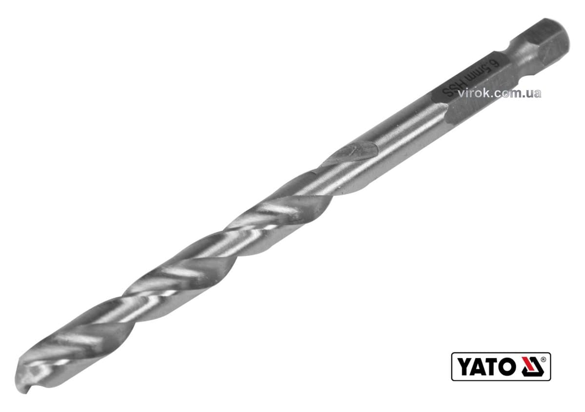 Свердло по металу YATO: HSS6542, Ø=6.5мм, HEX-1/4",l=101/63мм,для нержав.,конструкт.,легов.сталі(DW)