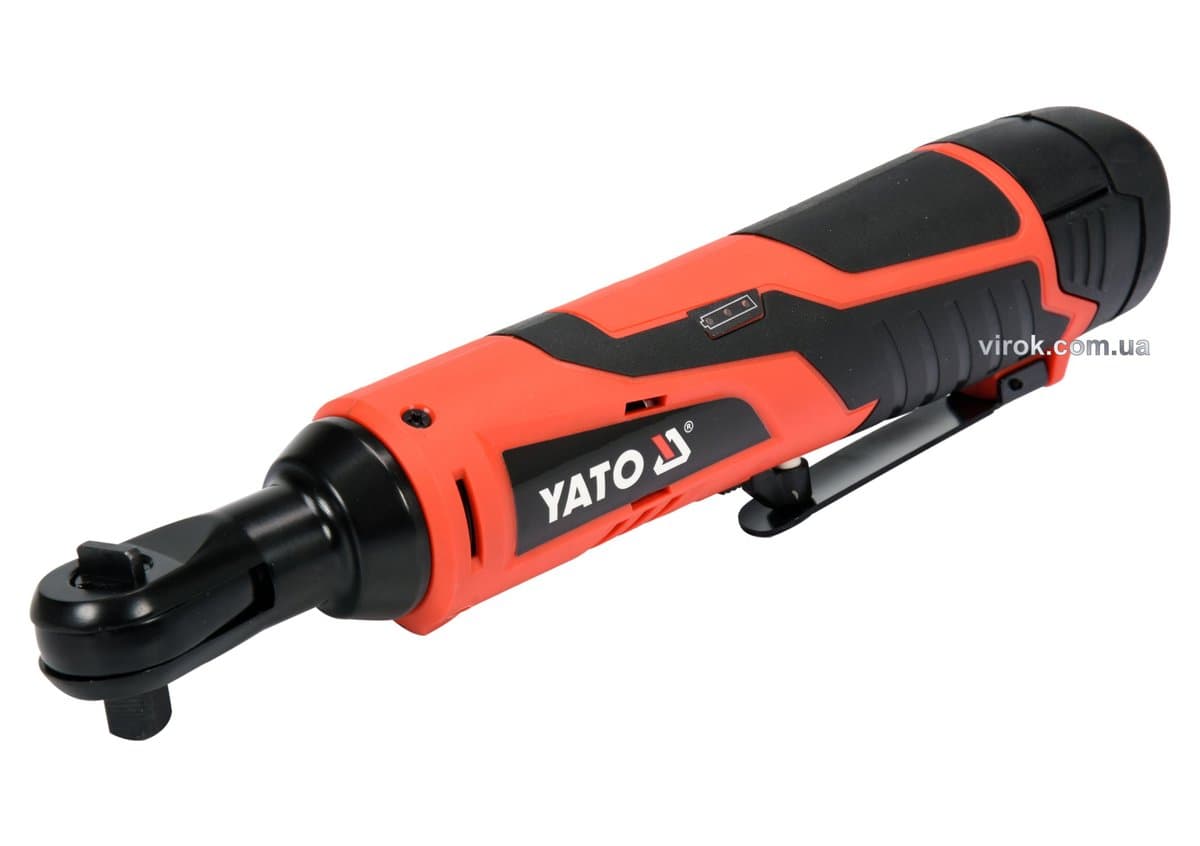 Тріщатка ударна акумуляторна YATO : Li-Ion 12 В, 2 Агод, 3/8", 45 Нм + 4 торцеві головки [10]