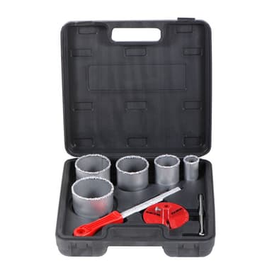 SIGMA Коронка кільцева з вольфр. нап 33,53,67,78,83 мм + основа дкржака з центрувальним свердлом (кейс)