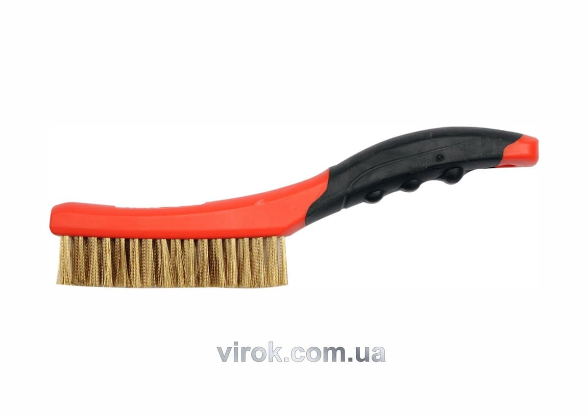 Щітка дротяна латунна YATO : 4- рядна, L= 260 мм з пластиковою ручкою [12/72]