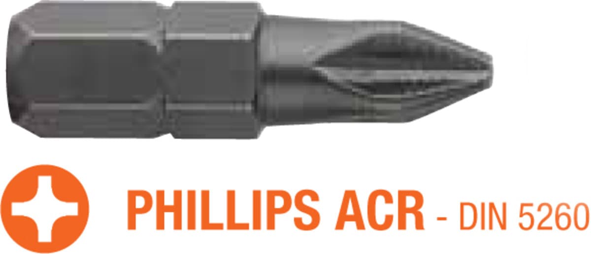Насадка викруткова USH Industry : Phillips ACR PH3 x 25 мм (з зубцями) Уп. 5 шт.