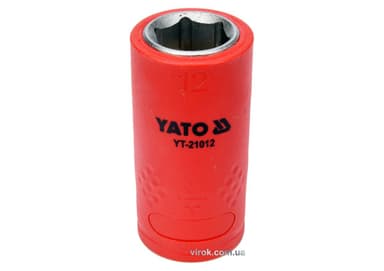Головка торц. діелектр. 6-гранна YATO : квадрат 3/8", М= 12 мм, L= 45/28 мм,VDE корпус до 1000V (DW)