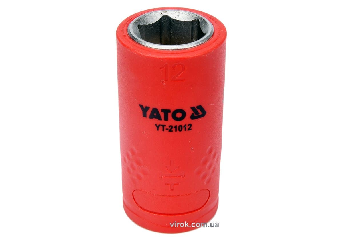 Головка торц. діелектр. 6-гранна YATO : квадрат 3/8", М= 12 мм, L= 45/28 мм,VDE корпус до 1000V (DW)