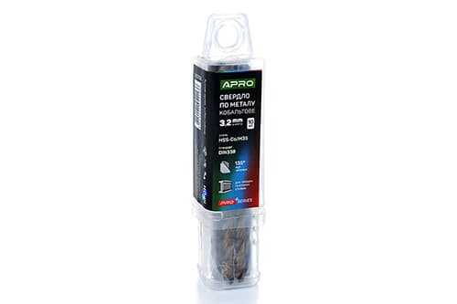 Свердло по металу кобальтове HSS-Co/M35 Ø3.2мм (тубус, кратно 10шт) PRO APRO