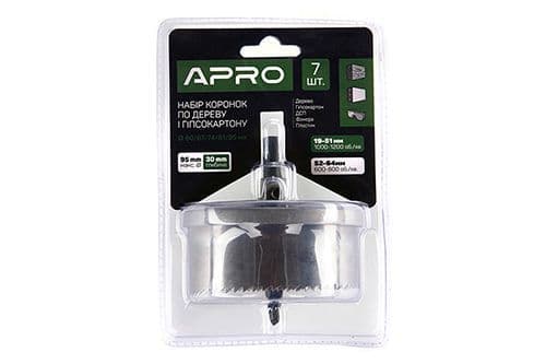 APRO Набір коронок по дереву і гіпсокартону 7 предметів , глибина 30 мм (60/67/74/81/95)