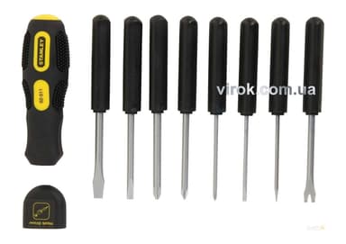 (DW) Викрутка STANLEY "Multifunctional" : 8 насадок, (Комплектація 9 шт.)