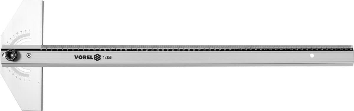 Кутник установний алюмінієвий VOREL: l= 600 мм, 2 сторони 0-90°, з метричною шкалою [60]