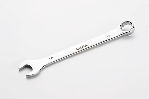 Ключ ріжково-накидний полірований CrV 18мм СИЛА