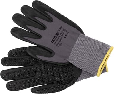 Рукавиці робочі нейлонові YATO покрите спіненим нітрилом з накрапленням, розмір 9, чорнр-сірі [12]