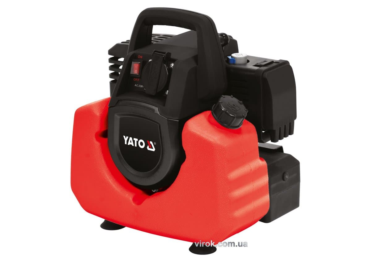 Генератор струму бензиновий інверторний YATO: P=800/880 Вт, U=230 В, витрата- 0.75 л/г, бак- 3.5л