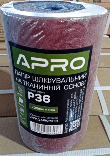 Папір шліфувальний P36 рулон 200мм*10м (тканинна основа) APRO