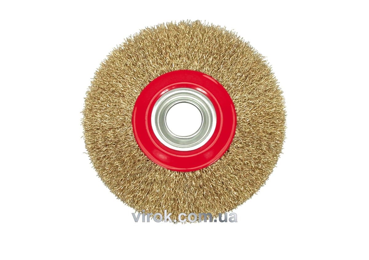 Щітка - крацовка для точильного станка VOREL латунна. сталь Ø-150мм [12/36]