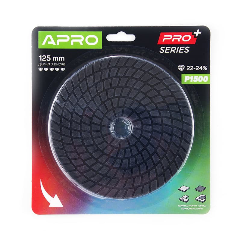 APRO Круг алмазний шліфувальний на липучці 125мм Р500 PRO