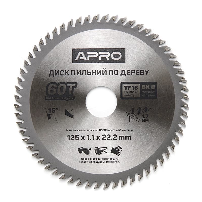 APRO Диск пильний по дереву 125х22.2 мм 60Т