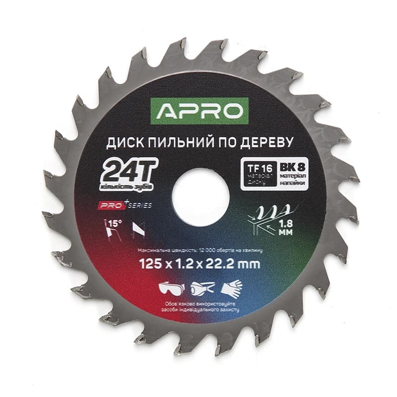 APRO PRO Диск пильний по дереву 125х22.2 мм 24Т